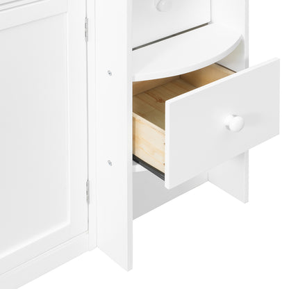 Mirightone™ Twin Size Low Loft Bed with Desk and Storage Cabinets White