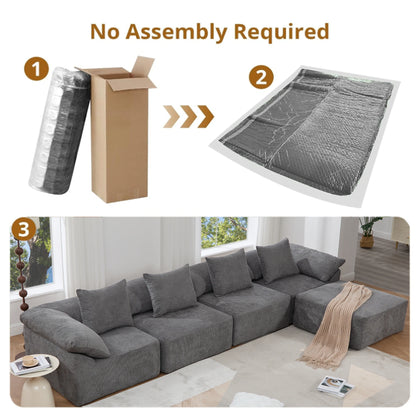 Noassemblyrequiredgraymodularsectionalsofashownfromboxtofullsofasetup