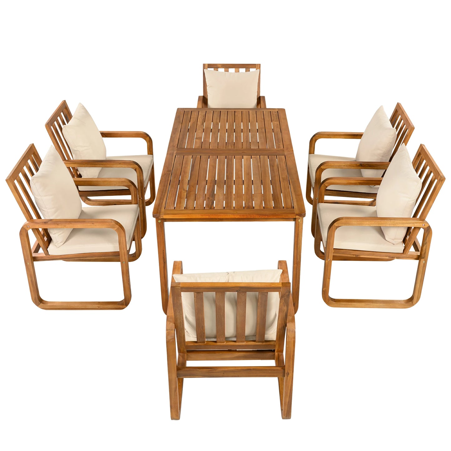 Outdoordiningtableandchairssetwithsymmetricallayout_featuringsolidwoodconstructionandcushionedseatingformodernpatioandgardenspaces._a19dabdb-8b0f-4944-9c03-366209391e88