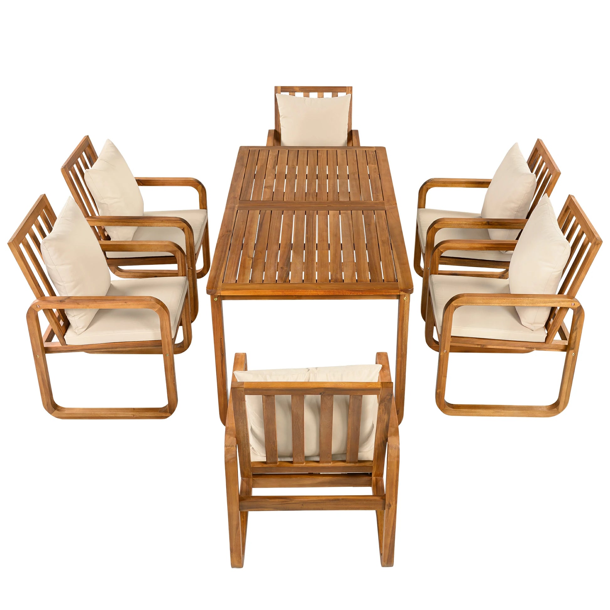 Outdoordiningtableandchairssetwithsymmetricallayout_featuringsolidwoodconstructionandcushionedseatingformodernpatioandgardenspaces._a19dabdb-8b0f-4944-9c03-366209391e88