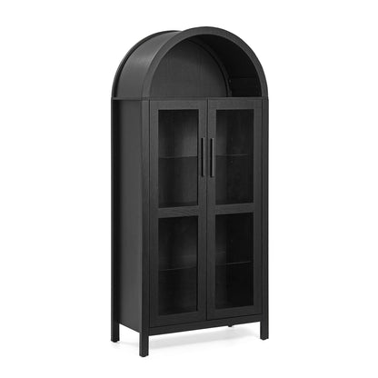 Productshotofblackarchedtopglassdoorstoragecabinet_modernminimalistfreestandinghomefurniture_75ae2f3f-d120-4937-8195-c1b19a716398