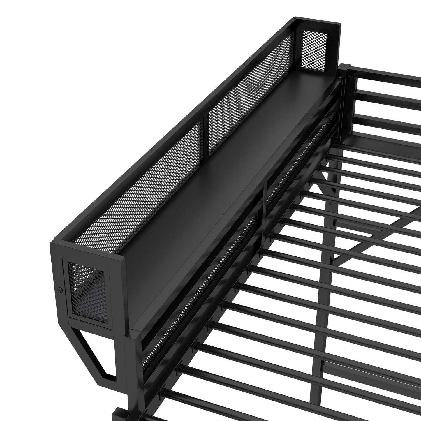 Mirightone™ Metal Queen Loft Bed with Shelf, Ladder, White