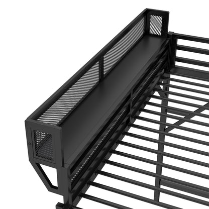 Mirightone™ Metal Queen Loft Bed with Shelf, Ladder, White