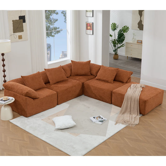 RustchenillemodularsectionalsofaarrangedinacozyU-shapeinamodernlivingroom