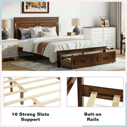 Mirightone ™ Queen Size Bed Frame with 2 Storage Drawers, Strengthened Frame.