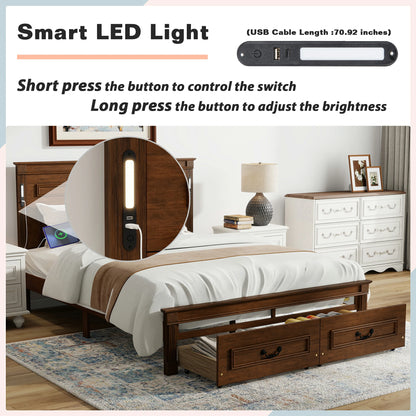Mirightone ™ Queen Size Bed Frame with 2 Storage Drawers, Strengthened Frame.
