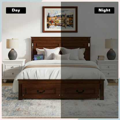Mirightone ™ Queen Size Bed Frame with 2 Storage Drawers, Strengthened Frame.