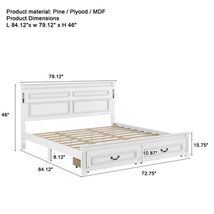 Mirightone ™ Queen Size Bed Frame with 2 Storage Drawers, Strengthened Frame.