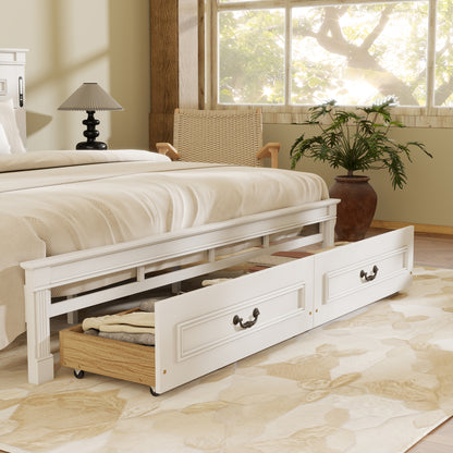 Mirightone ™ Queen Size Bed Frame with 2 Storage Drawers, Strengthened Frame.