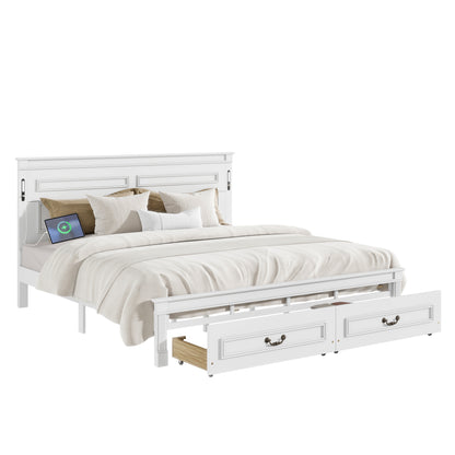 Mirightone ™ Queen Size Bed Frame with 2 Storage Drawers, Strengthened Frame.