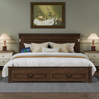 Mirightone ™ Queen Size Bed Frame with 2 Storage Drawers, Strengthened Frame.