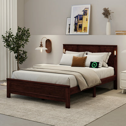 Mirightone™ Queen Size Bed with LED Lights and USB Charging Station