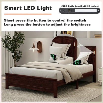 Mirightone™ Queen Size Bed with LED Lights and USB Charging Station