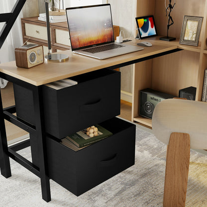 Mirightone™ Full Size Loft Bed with Desk and Charging Station ,7 Open Storage Spaces and LED Lighting ,Designed for Children and Teens,Black