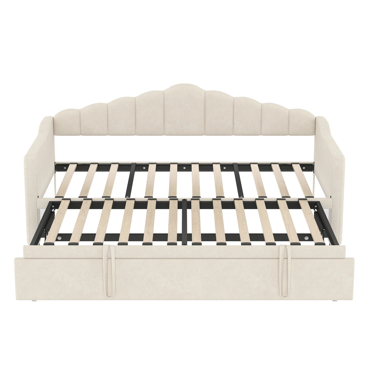 Twintokingexpandabledaybedwithpopuptrundlefullyextendedandwoodenslatssupport