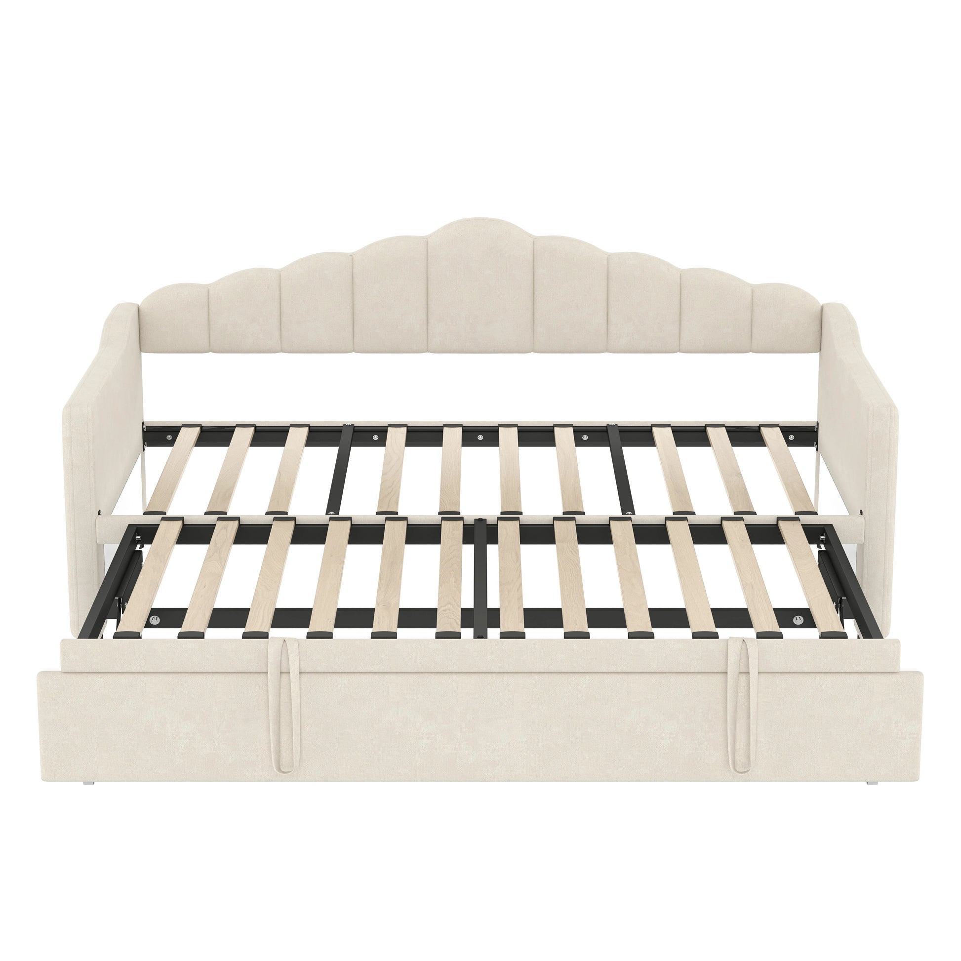 Twintokingexpandabledaybedwithpopuptrundlefullyextendedandwoodenslatssupport