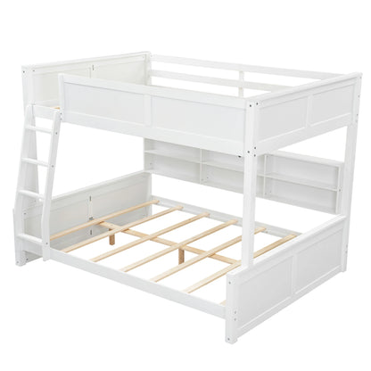 Mirightone™ Full XL over Queen Bunk Bed with Storage Cabinets and USB Ports