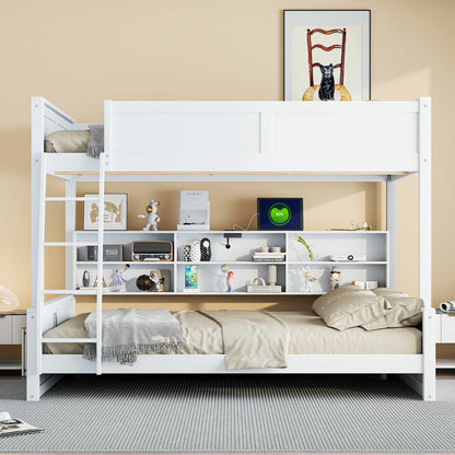 Mirightone™ Full XL over Queen Bunk Bed with Storage Cabinets and USB Ports