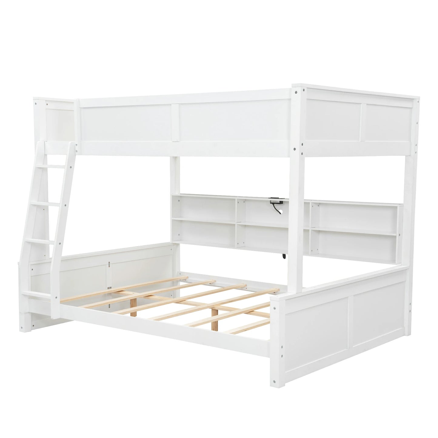 Mirightone™ Full XL over Queen Bunk Bed with Storage Cabinets and USB Ports