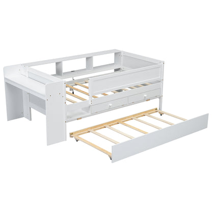 Whitetwindaybedwithpull-outtrundlebed_space-savingdesignforkidsandteens_perfectforsleepoversandguestusewithsmoothrollingwheels
