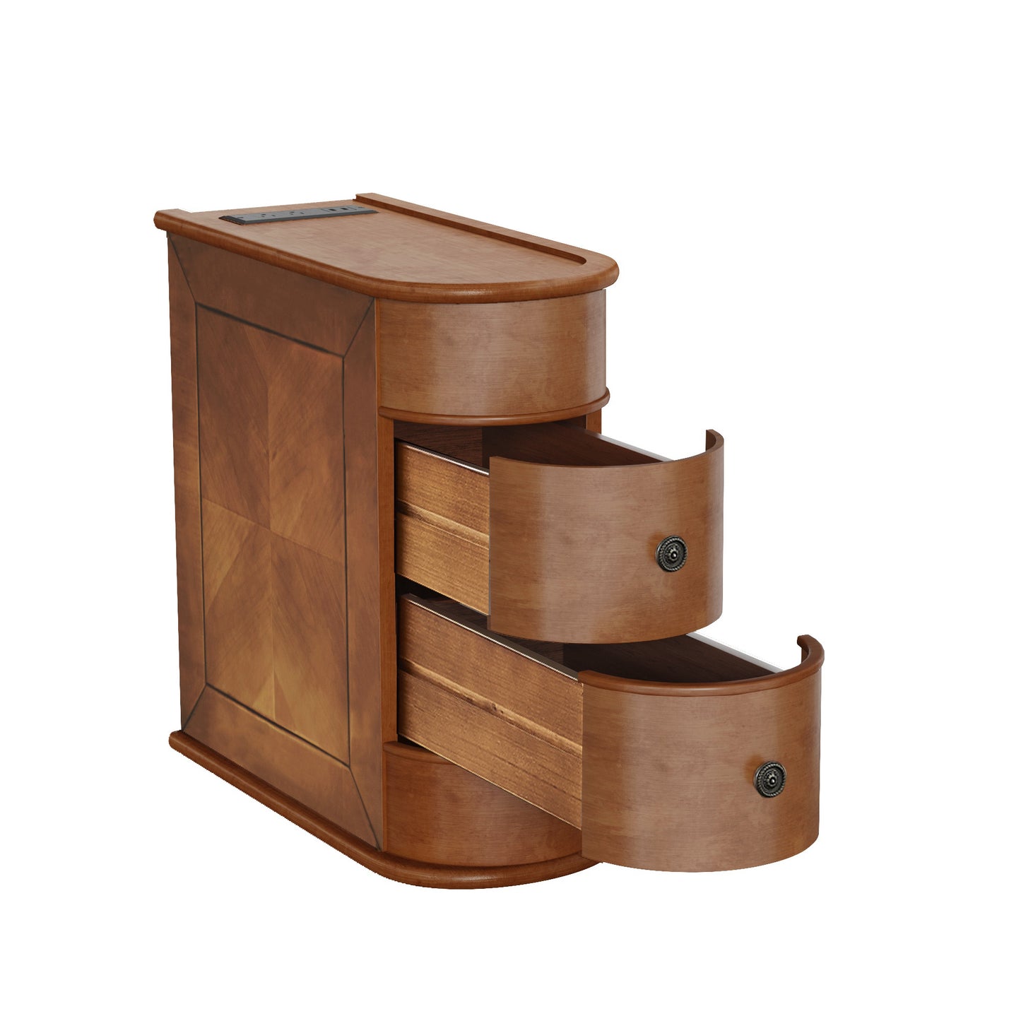 Narrow End Table with Charging Station, Brown