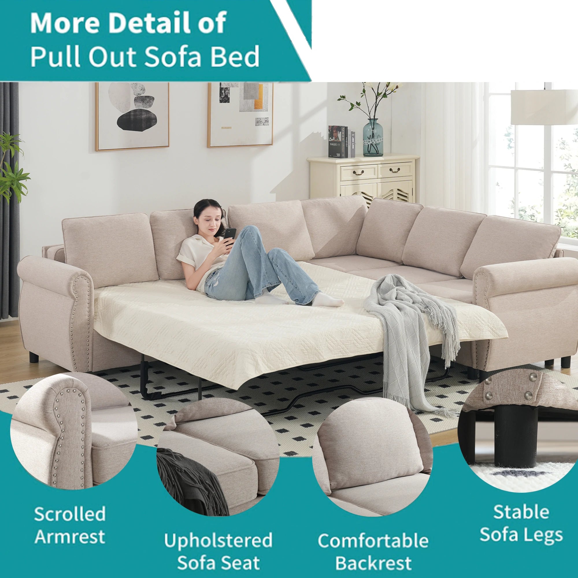 beige-pull-out-sectional-sofa-bed-detail-upholstered-seat-backrest-legs