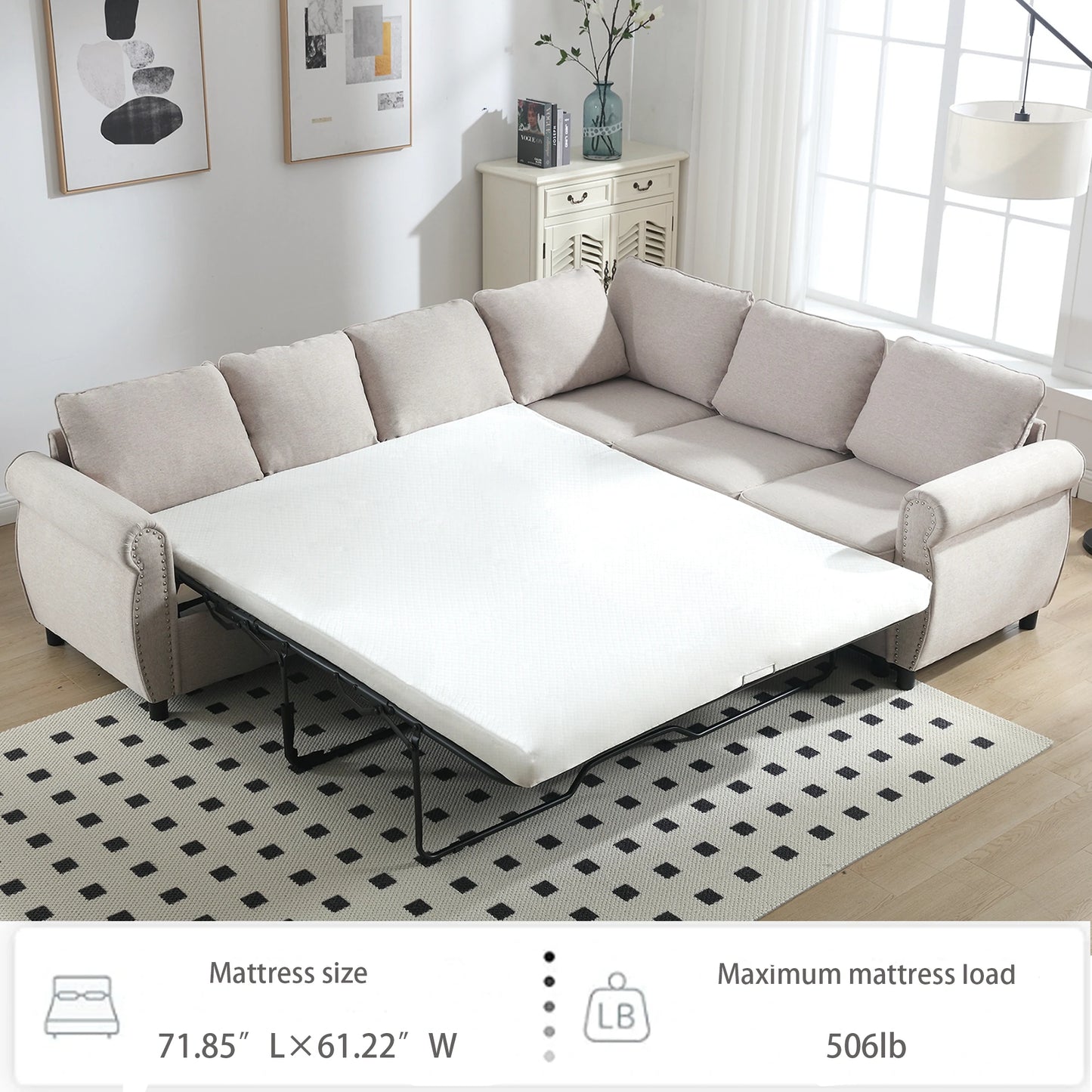 beige-sectional-sleeper-sofa-bed-mattress-size-weight-capacity