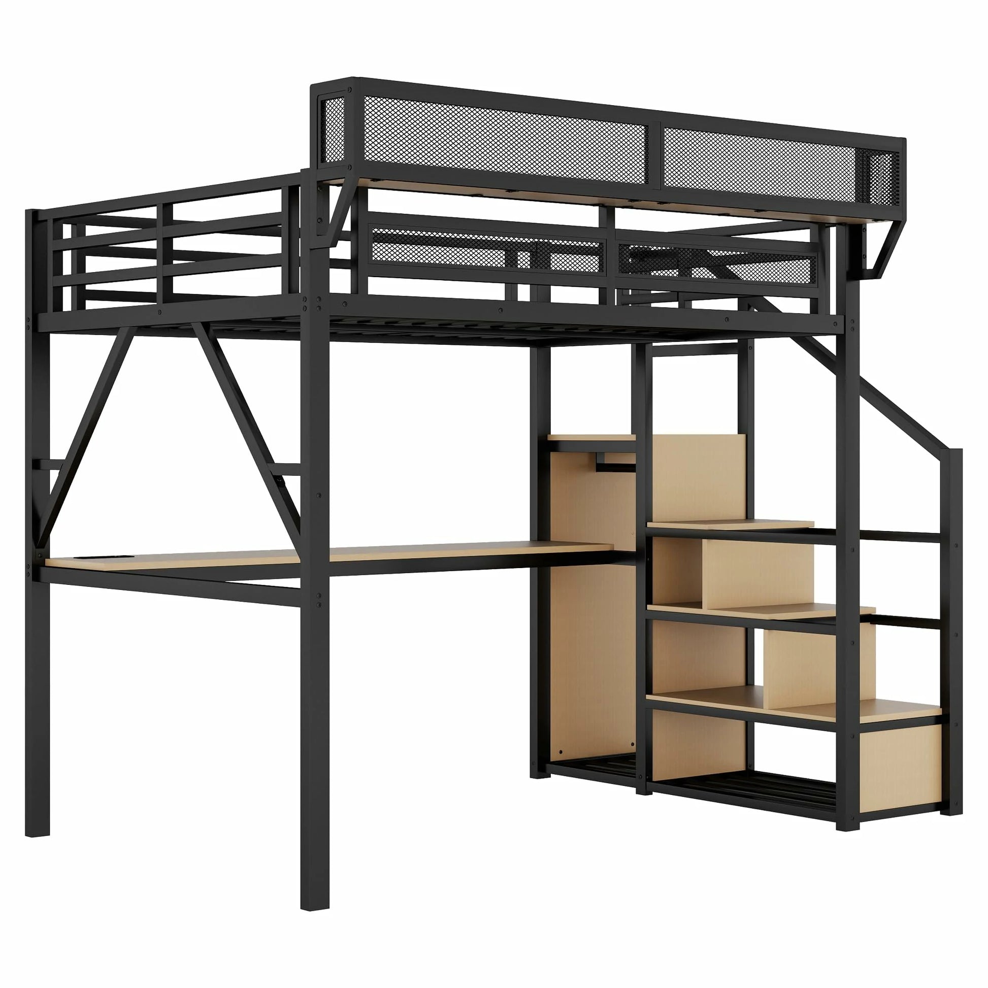 black-full-metal-loft-bed-with-desk-staircase-and-storage