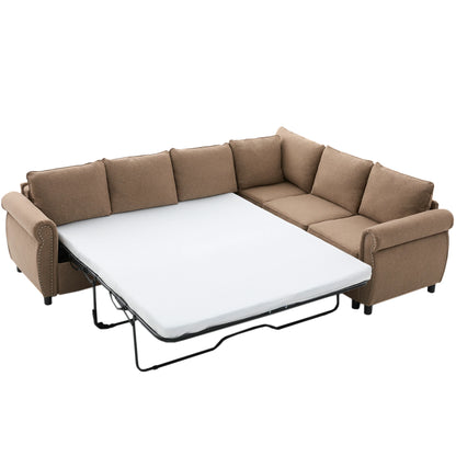 brown-l-shaped-sectional-sleeper-sofa-bed-white-background