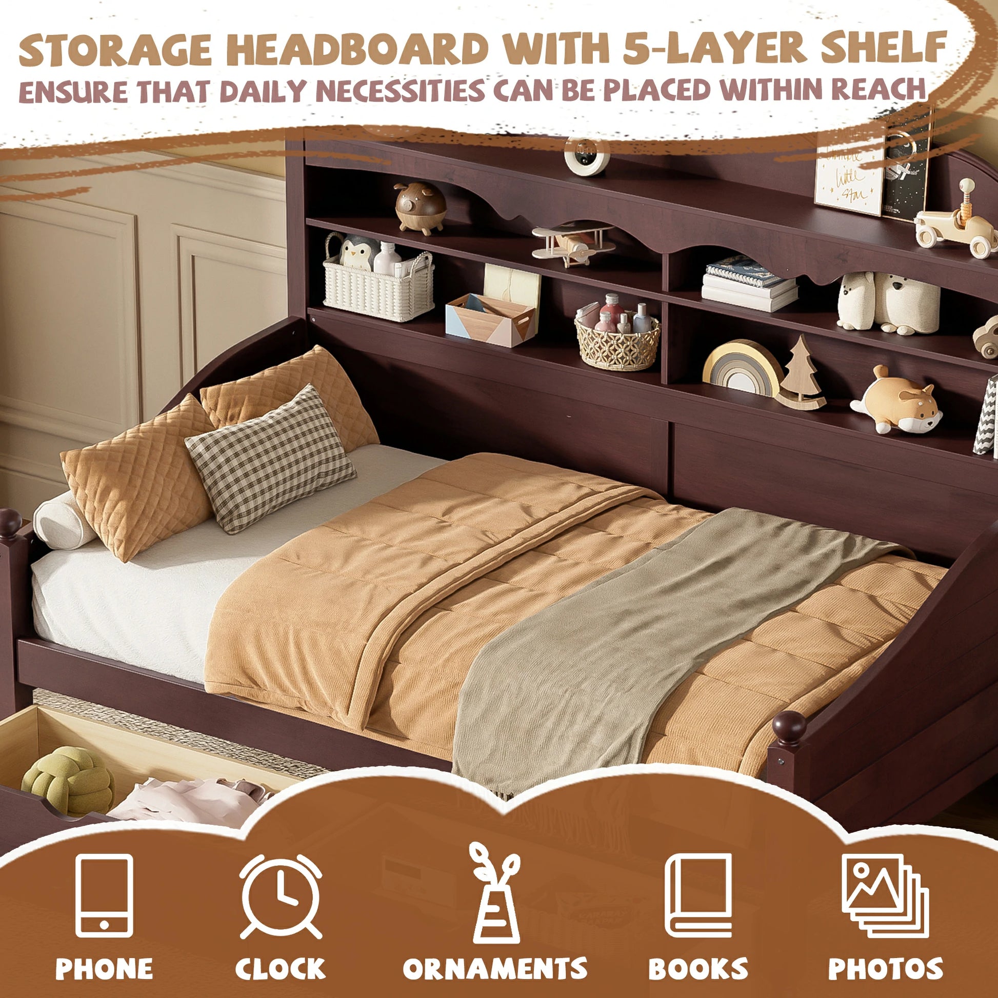 brown-twin-daybed-with-storage-headboard-and-5-layer-shelf