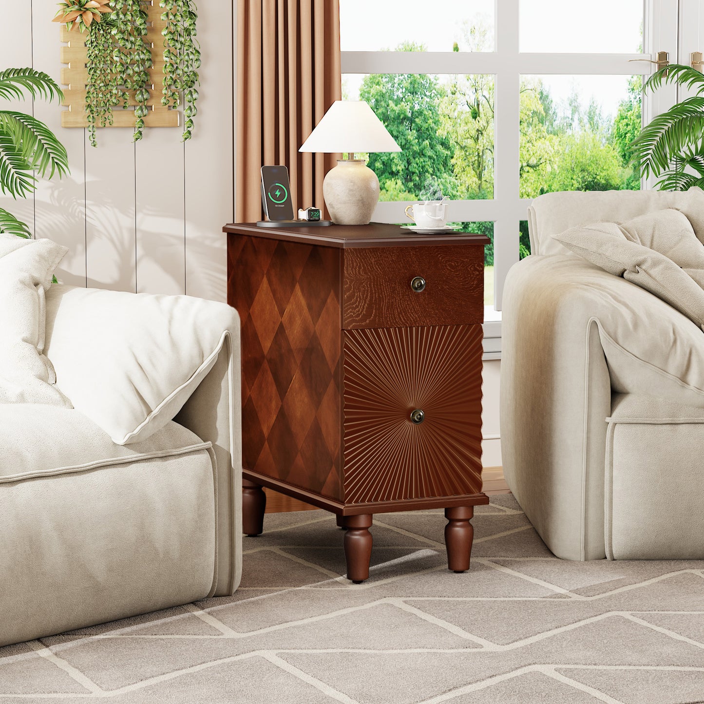 Mirightone™ 2 Drawer Modern Sofa Side Table
