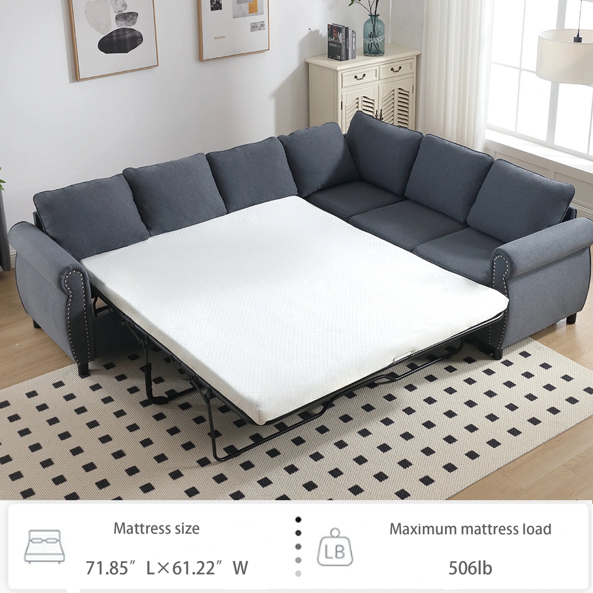 dark-blue-l-shaped-sectional-sleeper-sofa-bed-open-view