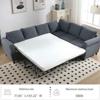 dark-blue-l-shaped-sectional-sleeper-sofa-bed-open-view