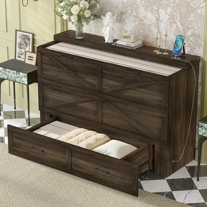 darkwoodmurphybedwithpulloutstoragedrawerhiddenbedcabinet