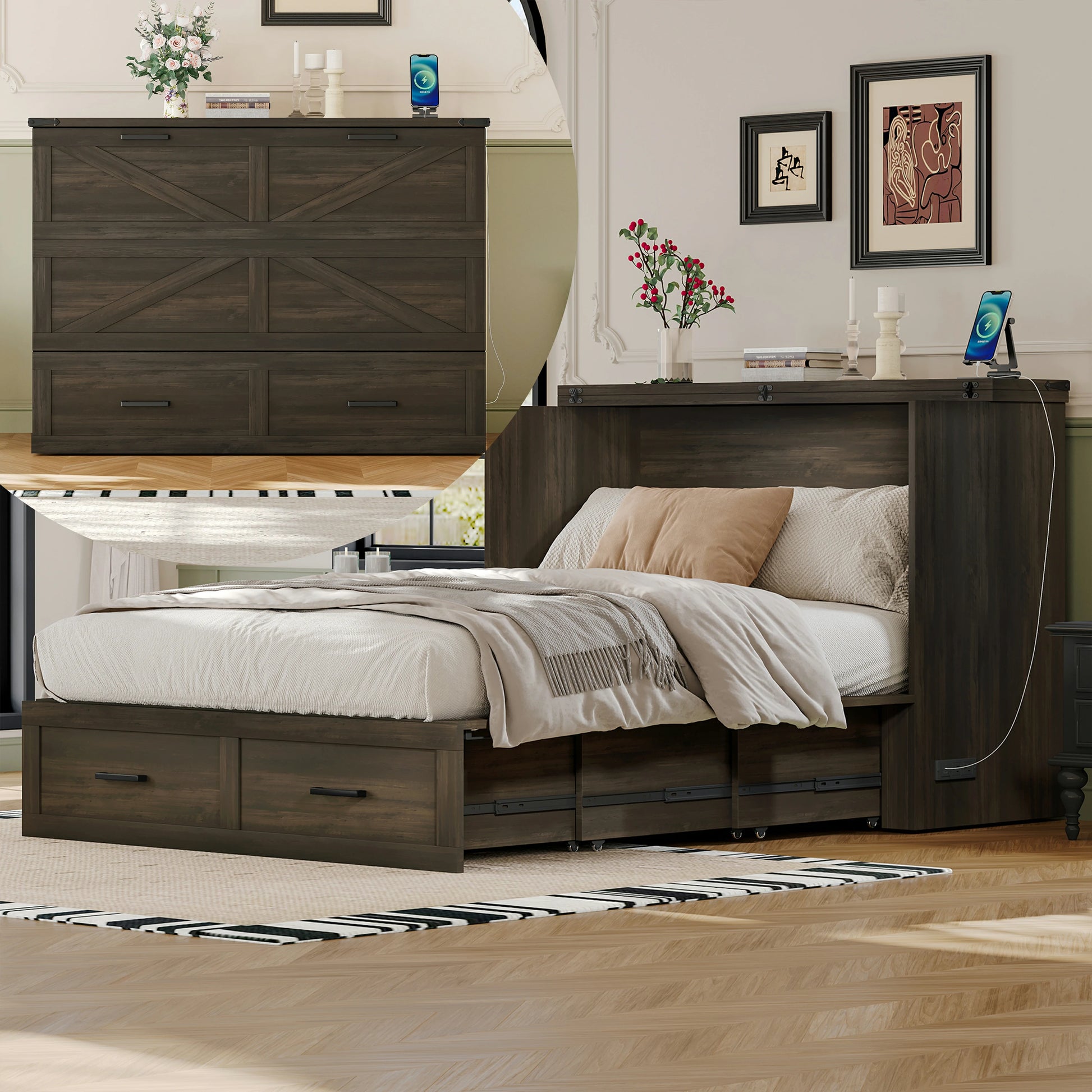 farmhousefullsizestoragebedwithchargingstationmodernbedroomwoodbedframewithdrawers