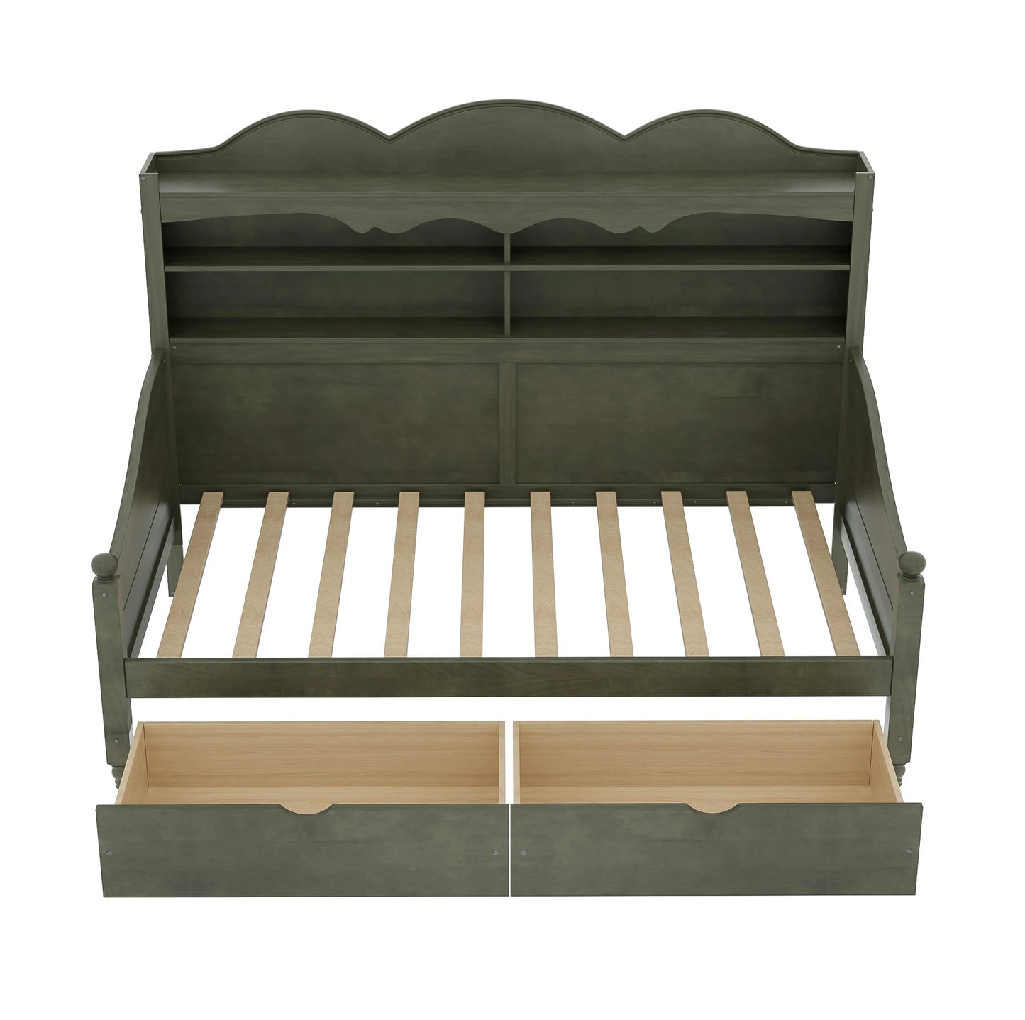 front-view-twin-daybed-with-bookcase-headboard-and-2-storage-drawers