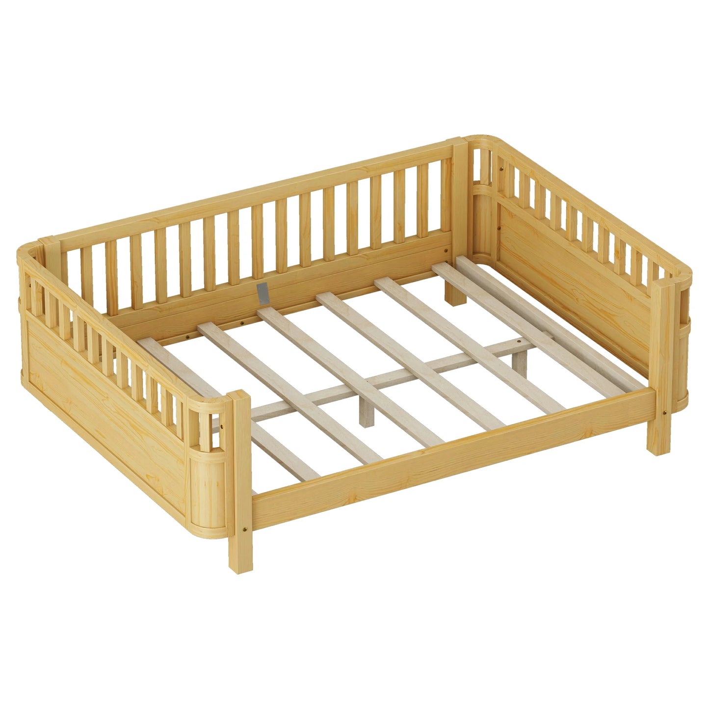Mirightone™ Wood Montessori Beds with Rails and Slats Support, Modern Daybed Low to Ground with Removable Bed Rails for Girls Boys Bedroom Living Room （Protected by U.S. Design Patent No.D1115368）