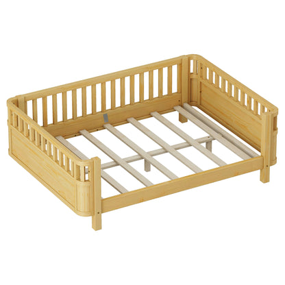 Mirightone™ Wood Montessori Beds with Rails and Slats Support, Modern Daybed Low to Ground with Removable Bed Rails for Girls Boys Bedroom Living Room （Protected by U.S. Design Patent No.D1115368）