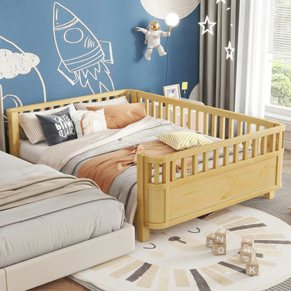Mirightone™ Wood Montessori Beds with Rails and Slats Support, Modern Daybed Low to Ground with Removable Bed Rails for Girls Boys Bedroom Living Room （Protected by U.S. Design Patent No.D1115368）