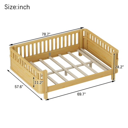 Mirightone™ Wood Montessori Beds with Rails and Slats Support, Modern Daybed Low to Ground with Removable Bed Rails for Girls Boys Bedroom Living Room （Protected by U.S. Design Patent No.D1115368）