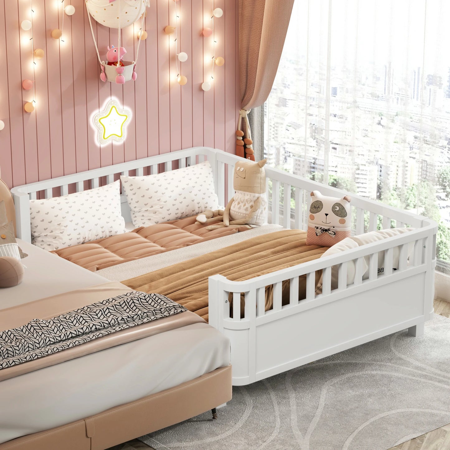 Mirightone™ Wood Montessori Beds with Rails and Slats Support, Modern Daybed Low to Ground with Removable Bed Rails for Girls Boys Bedroom Living Room （Protected by U.S. Design Patent No.D1115368）