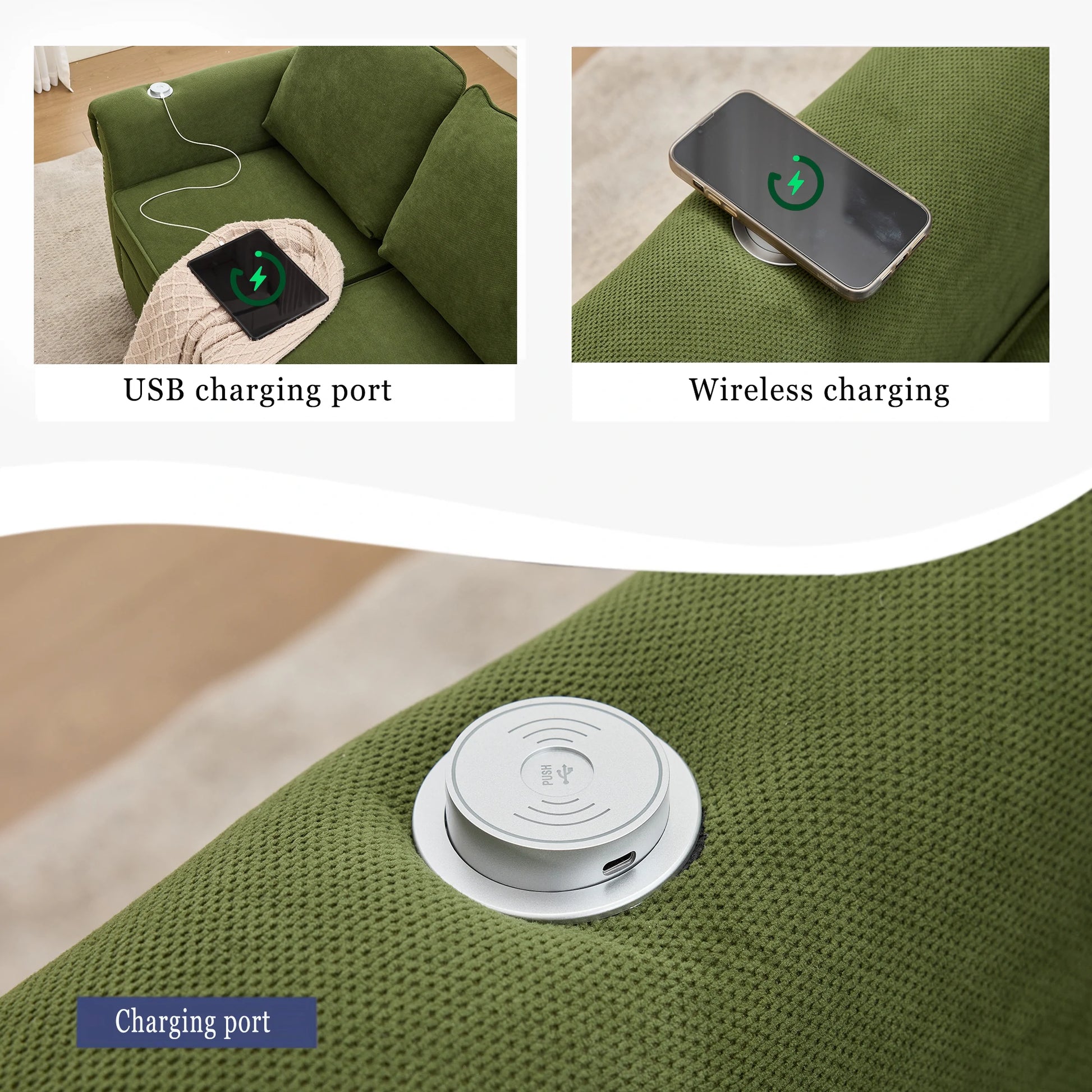 green-sectional-sofa-usb-wireless-charging-port-detail
