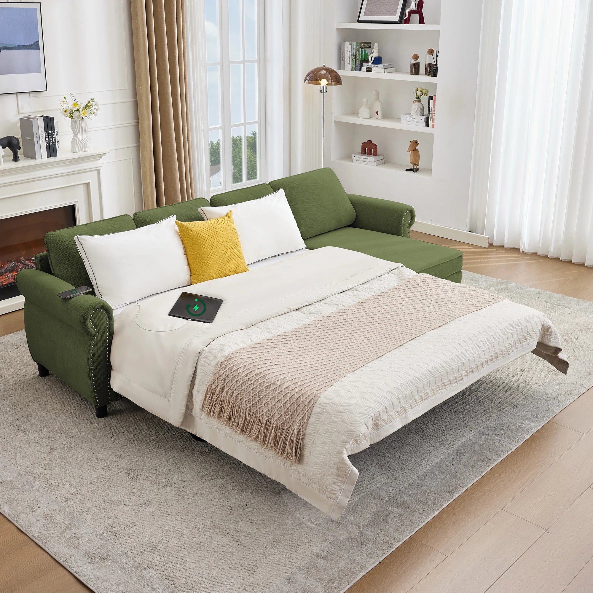 green-sleeper-sectional-sofa-bed-bedding-charging-chaise.