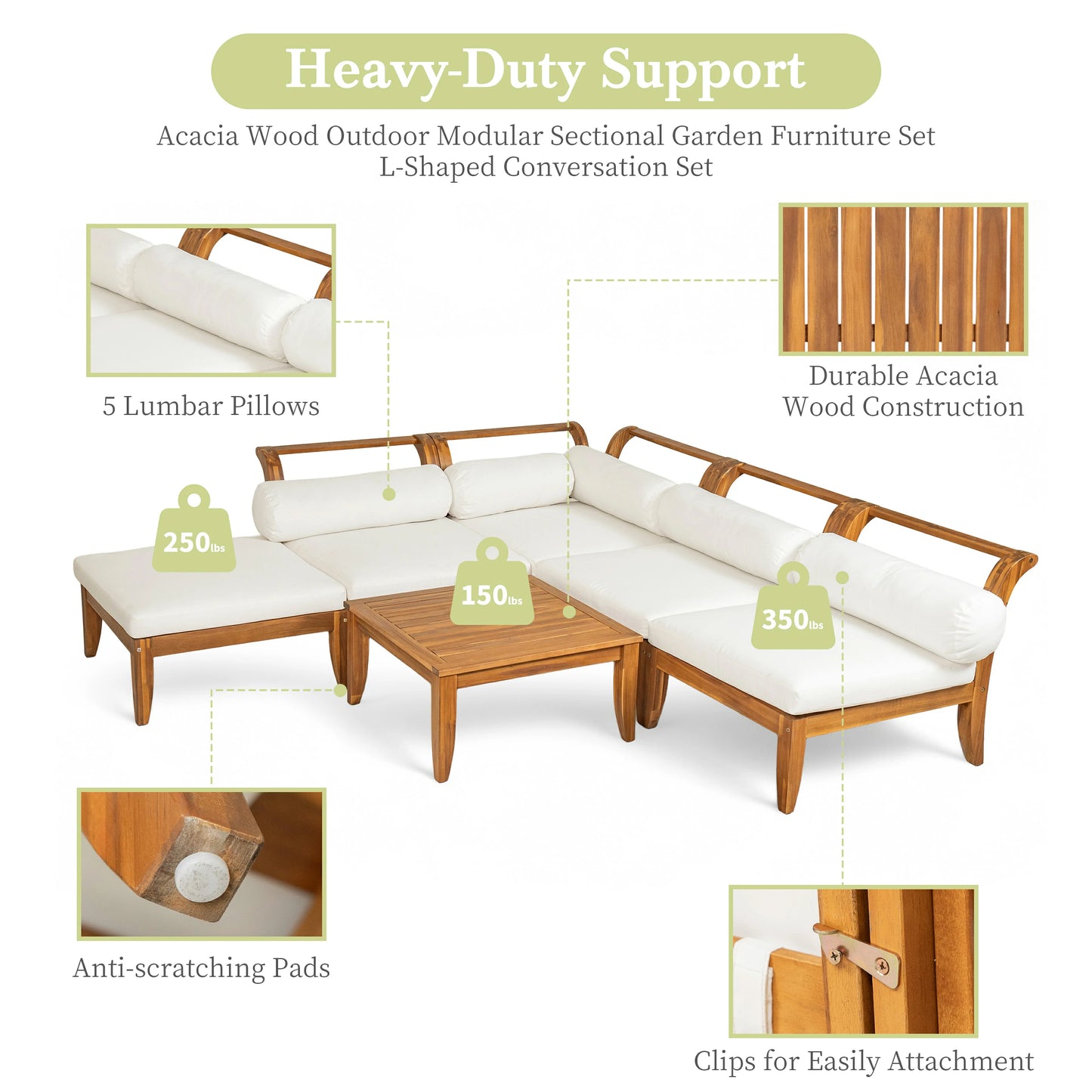 heavydutyoutdoorsectionalsofasetwith350lbsweightcapacity_acaciawoodpatiofurniturewithcushionsandpillows