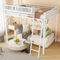 Mirightone™ Metal Queen Loft Bed with Shelf, Ladder, White