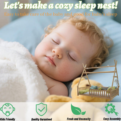 Mirightone™ Twin Size Montessori Floor Bed with Fence & Light Natural