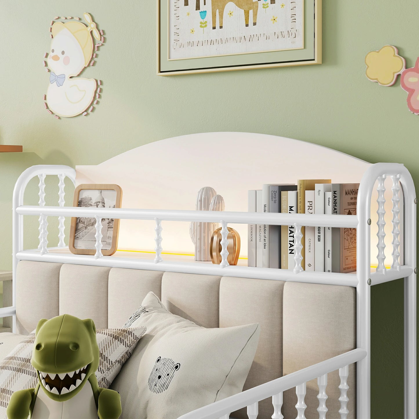 kids-bed-headboard-storage-led-upholstered-detail