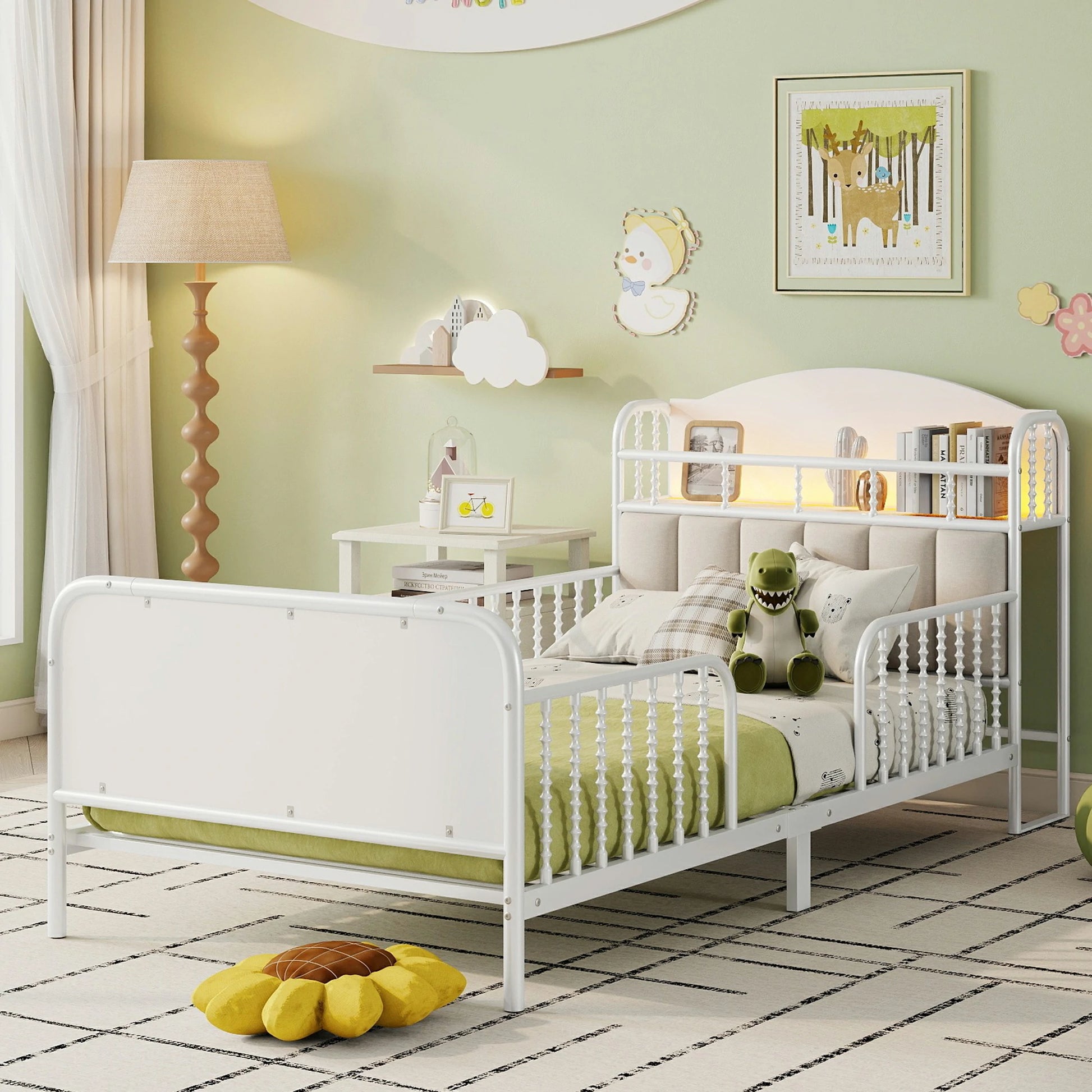 kids-bedroom-white-twin-bed-led-guardrails