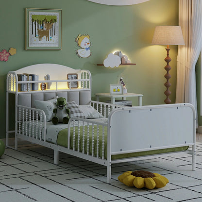 kids-twin-bed-led-upholstered-headboard-white-metal-frame-room.