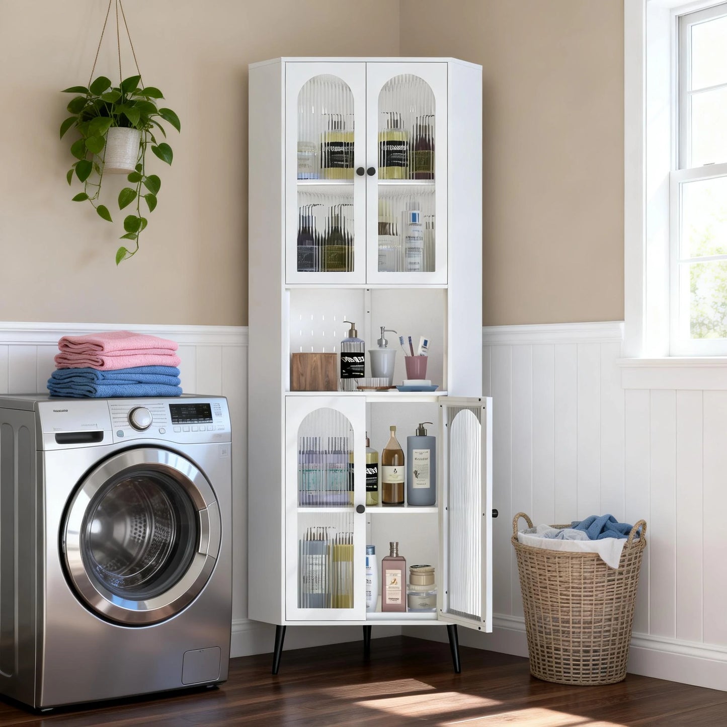 laundryroomcornercabinetstoragefordetergenttowelsspacesaving
